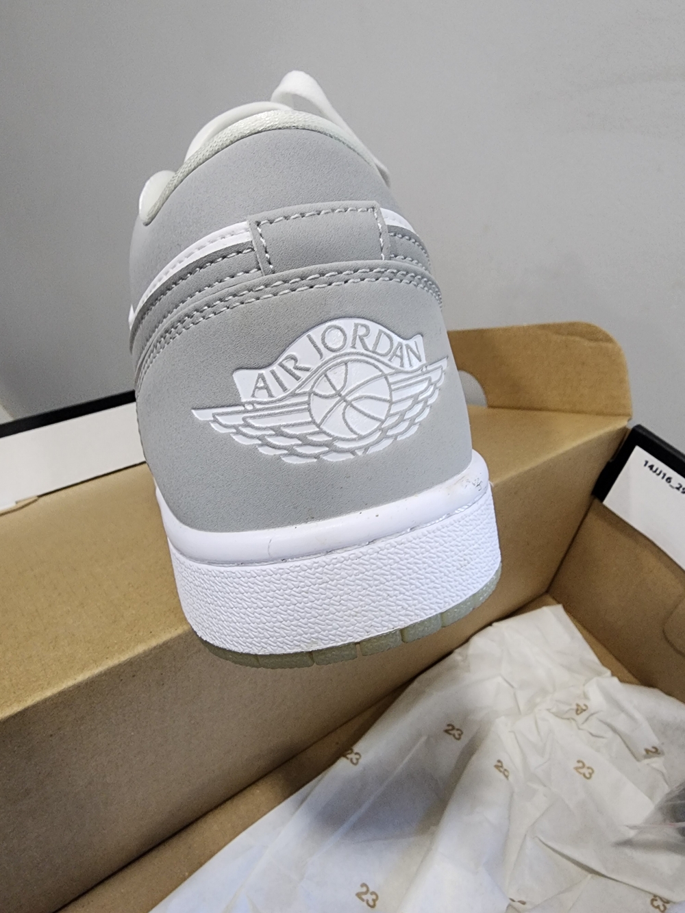 Women's Nike Air Jordan 1 Low Top Sneakers in White Wolf Gray - Picture 3 of 4